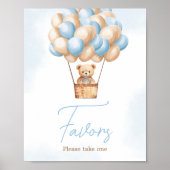 Bearly Wait Blue Hot Air Ballon Baby Favoriten Poster (Vorne)