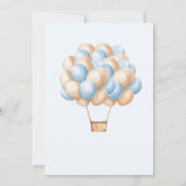 Bearly Wait Blue Hot Air Ballon Babydusche Einladung (Rückseite)