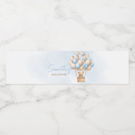 Bearly Wait Blue Hot Air Ballon Wasserflaschenetikett (Einzelnes Label)