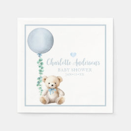 Bearly Wait Blue Teddy Bear Baby Dusche Napkins Serviette