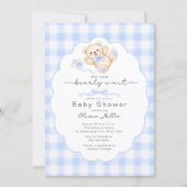 Bearly Wait Blue Teddy Bear Baby Shower Invite Einladung (Vorderseite)