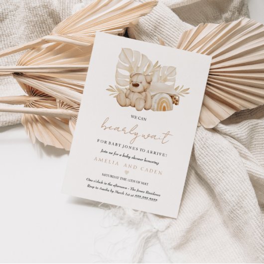 Bearly Wait Boho Baby Dusche Einladung