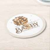 Bearly Wait Boho Ballon Neutral Baby Dusche Runder Pappuntersetzer (Angewinkelt)