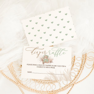 Bearly Wait Boho Grüne Babyparty-Windel-Raffel Begleitkarte