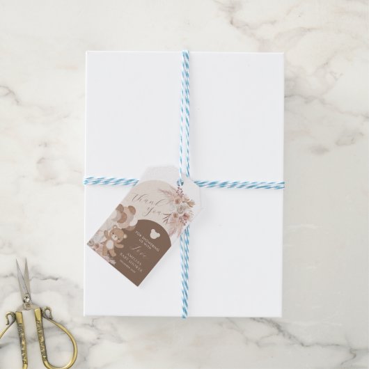 Bearly Wait Boho Teddy Bear Danke Geschenkanhänger (Mit Garn)