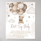 Bearly Wait Brown Balloon sagt nicht Baby Poster (Vorne)