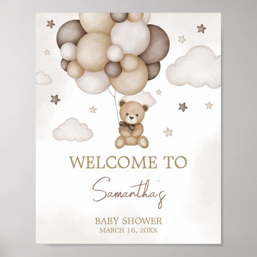 Bearly Wait Brown Balloon Willkommen Poster (Vorne)