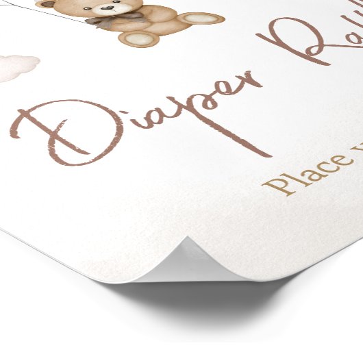 Bearly Wait Brown Balloon Windeln Raffle Poster (Ecke)