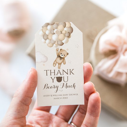 Bearly Wait Brown Bear Balloon Baby Dusche Geschenkanhänger