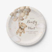 Bearly Wait Brown Bear Balloon Baby Dusche Pappteller (Vorderseite)