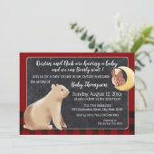 Bearly Wait Buffalo Kariert Baby Dusche Einladung (Stehend Vorderseite)