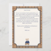 Bearly wait Classic kariert Teddybär Babydusche Dankeskarte (Rückseite)