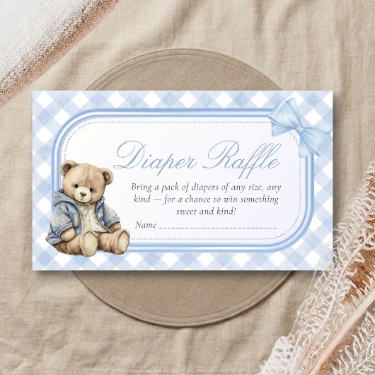 Bearly Wait Elegant Bear Baby Shower Diaper Raffle Begleitkarte