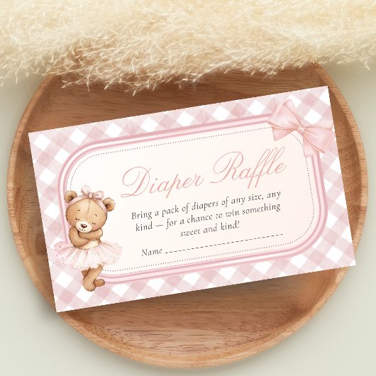 Bearly Wait Elegant Bear Baby Shower Diaper Raffle Begleitkarte