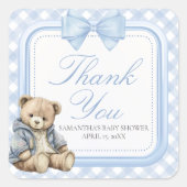 Bearly Wait Elegant Bear Baby Shower Quadratischer Aufkleber (Vorderseite)