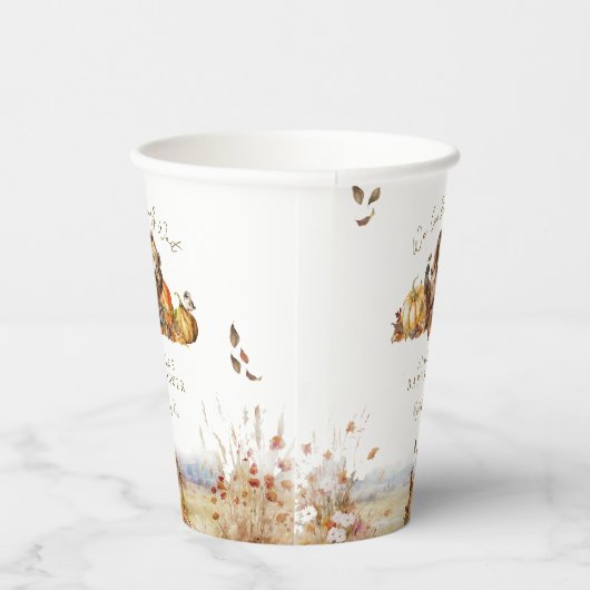 Bearly Wait Fall Woodland Watercolor Babydusche Pappbecher (Rechts)