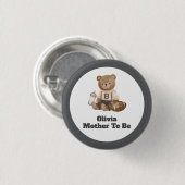 Bearly Wait Football Junge Baby Shower Button (Vorne & Hinten)