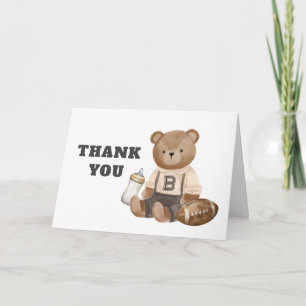 Bearly Wait Football Sport Junge Baby Shower Dankeskarte