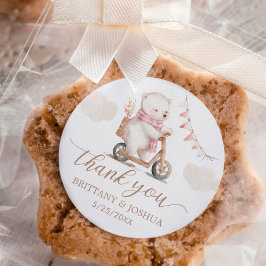 Bearly Wait Girl Baby Dusche Danke Runder Aufkleber