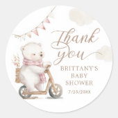 Bearly Wait Girl Baby Dusche Danke Runder Aufkleber (Vorderseite)