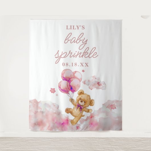 Bearly Wait Girl Baby Dusche Sprinkle Foto Prop Wandteppich (Vorderseite)
