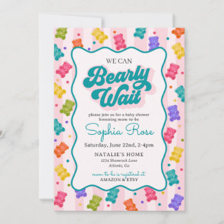 Bearly Wait Gummy Bear Baby Shower Invitation Einladung