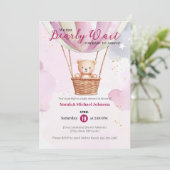 Bearly Wait Hot Air Ballon Babydusche Einladung (Stehend Vorderseite)