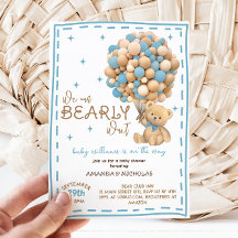 Bearly Wait Modern Blue Boy Baby Dusche