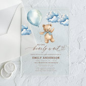 Bearly Wait Neutral Beige & Blue Boy Baby Shower Acryleinladungen