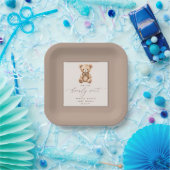 Bearly Wait Neutral Simple Baby Shower Pappteller (Party)