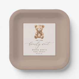 Bearly Wait Neutral Simple Baby Shower Pappteller