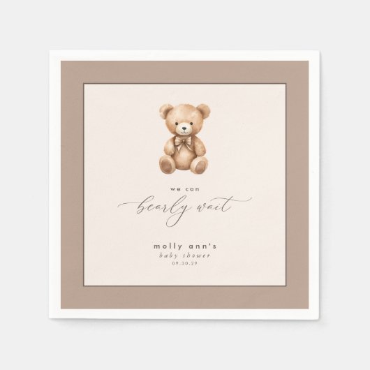 Bearly Wait Neutral Simple Baby Shower Serviette (Vorderseite)