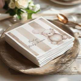 Bearly Wait Neutral Teddy Baby Shower Serviette