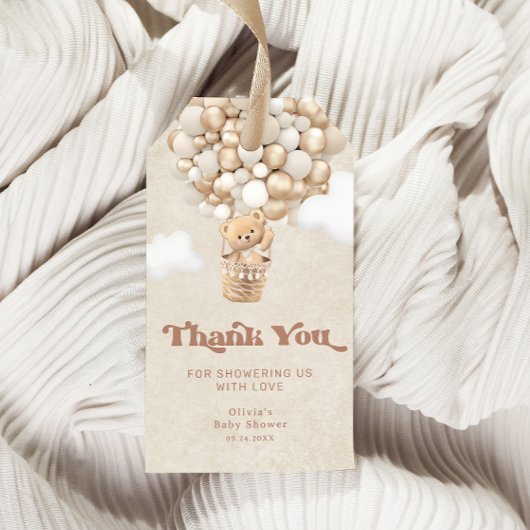 Bearly Wait Neutral Teddy Bären Balloon Baby Showe Geschenkanhänger