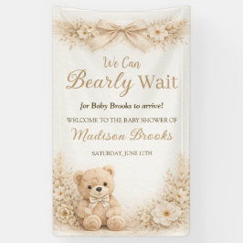 Bearly Wait Neutral Teddy Bear Baby Shower Boho Banner