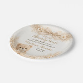 Bearly Wait Neutral Teddy Bear Baby Shower Boho Pappteller (Schrägansicht)