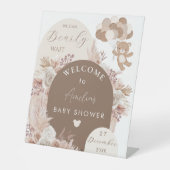 Bearly Wait Neutral Teddy Bear Boho Sockelschild (Vorderseite)