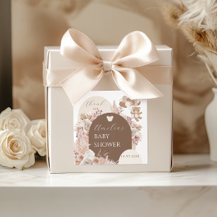 Bearly Wait Neutraler Teddybär Baby Shower Aufkleb Quadratischer Aufkleber