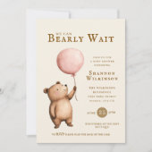 Bearly Wait Pink Balloon Baby Shower QR Code Einladung (Vorderseite)