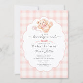 Bearly Wait Pink Teddy Bear Baby Shower Invite Einladung (Vorderseite)