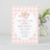 Bearly Wait Pink Teddy Bear Baby Shower Invite Einladung (Stehend Vorderseite)