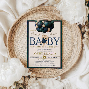 Bearly Wait Preppy Teddy Ballon Babyparty Einladung