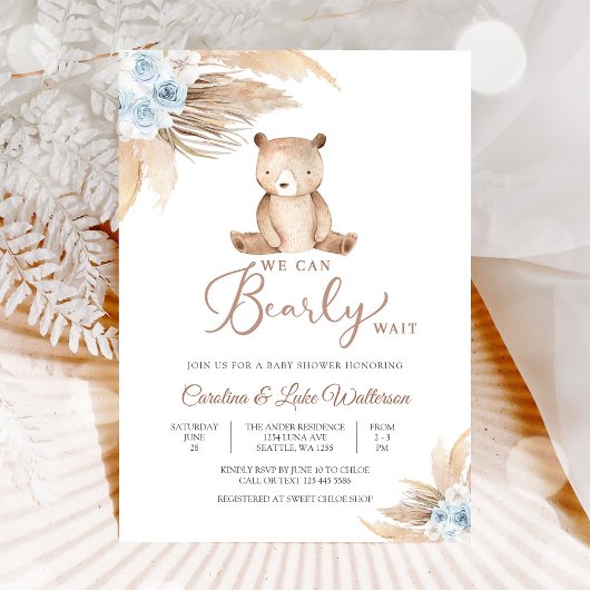 Bearly Wait Teddy Baby Shower Invitation Einladung