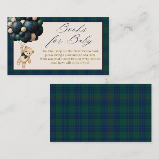 Bearly Wait Teddy Balloon Baby Shower books Begleitkarte (Vorne/Hinten)