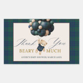 Bearly Wait Teddy Balloon Baby Shower books Rechteckiger Aufkleber (Vorderseite)