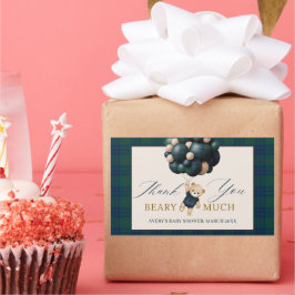 Bearly Wait Teddy Balloon Baby Shower books Rechteckiger Aufkleber