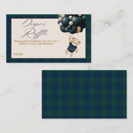 Bearly Wait Teddy Balloon Baby Shower diaper Begleitkarte (Vorne/Hinten)