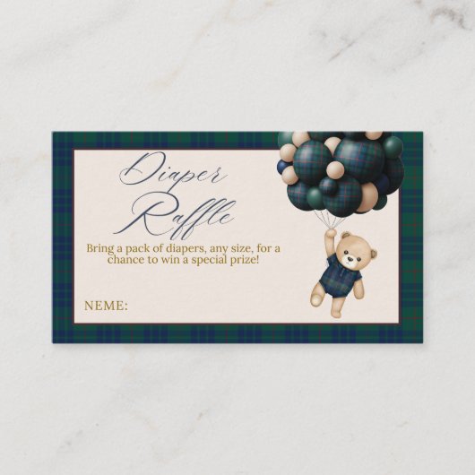 Bearly Wait Teddy Balloon Baby Shower diaper Begleitkarte (Vorderseite)