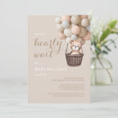 Bearly Wait Teddy Balloons Girl Baby Dusche Einladung (Stehend Vorderseite)