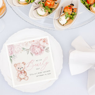 Bearly Wait Teddy Bär Pfingstrose Baby Shower Papi Serviette